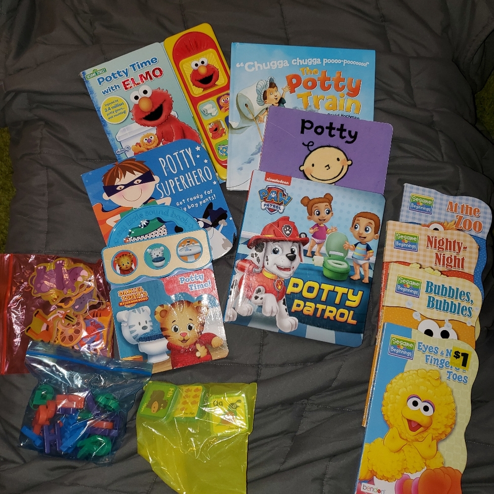 Potty training books and alphabet magnets